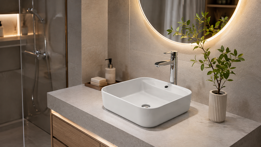 ROMEO SQUARE Over Countertop Basin: Wastafel Elegan untuk Kamar Mandi Modern